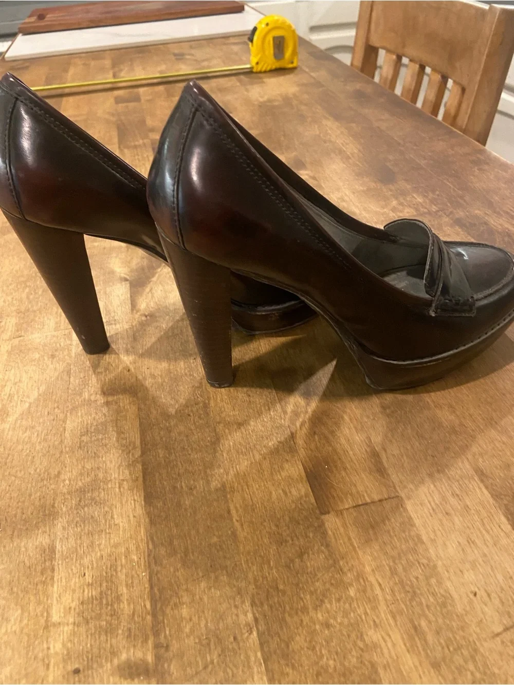 GUESS Women's Burgundy Platform Penny Loafers